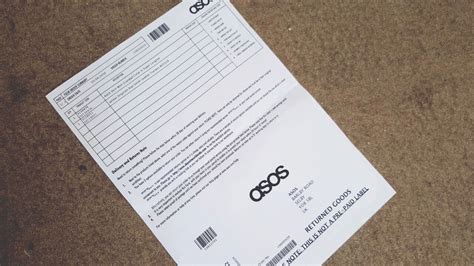 asos return slip.